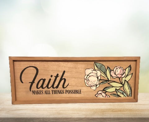 Faith Floral Box Frame 6 x 18