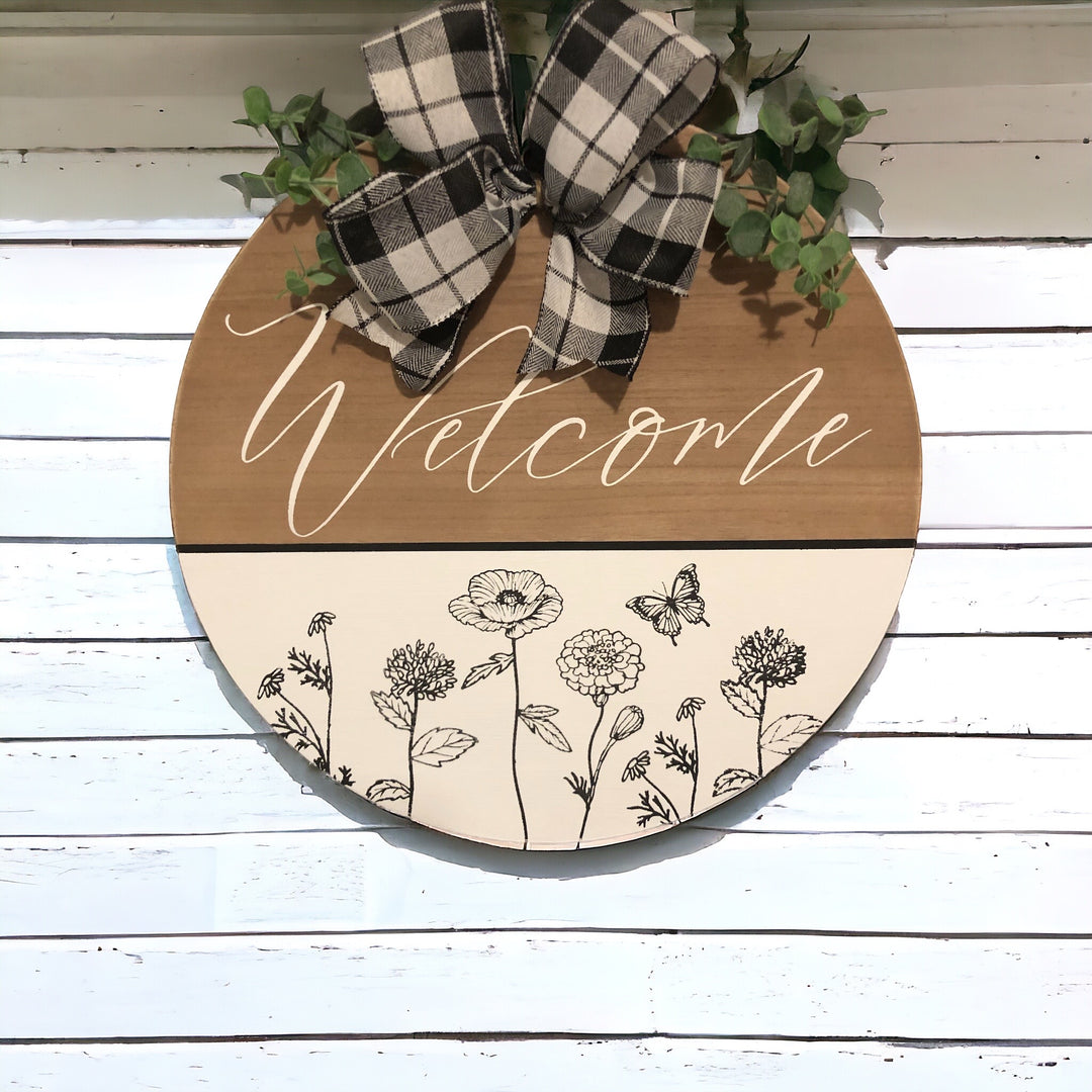 Welcome wildflower door round