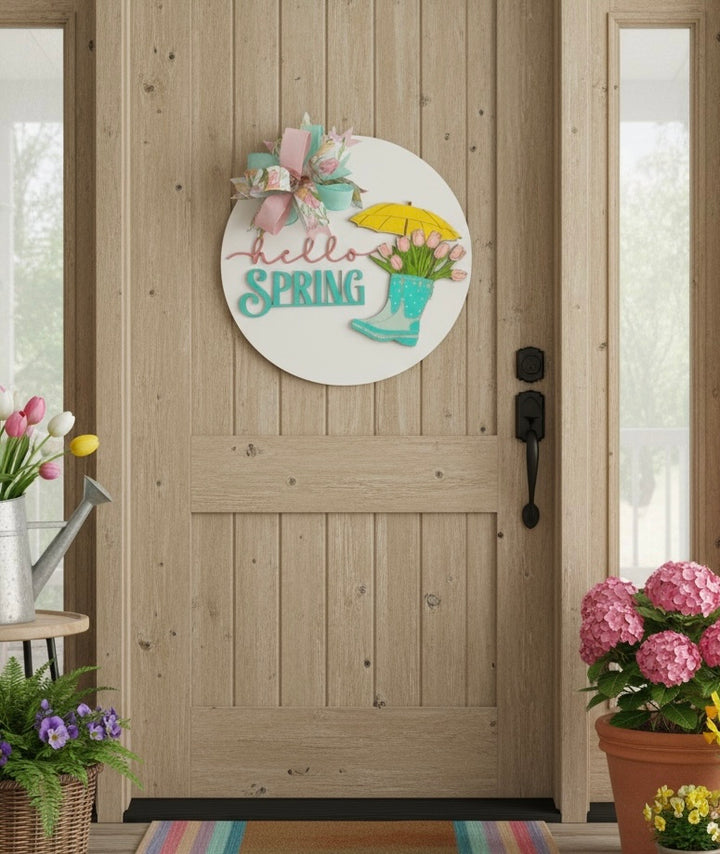 Hello Spring Rain Boot cutouts