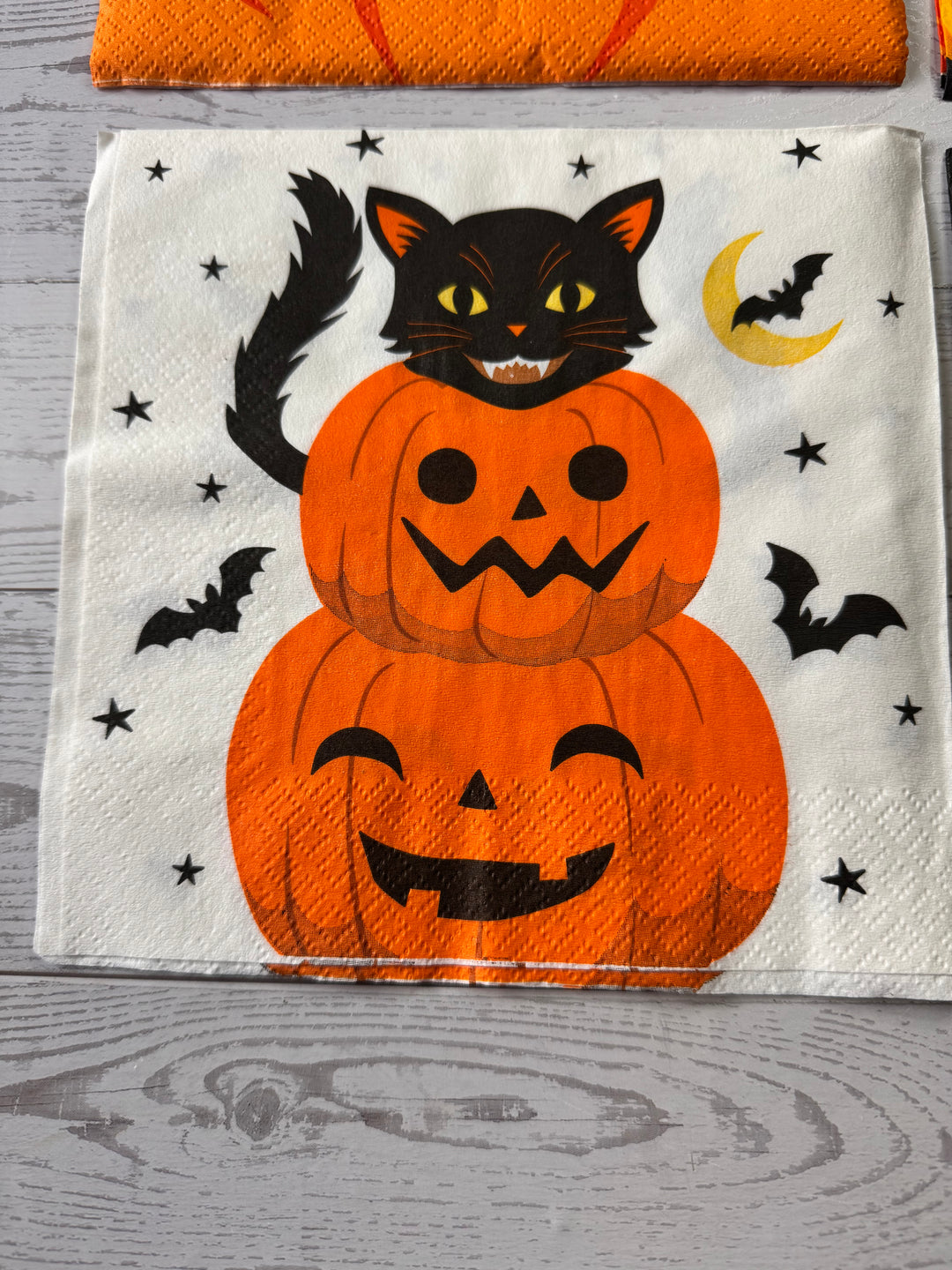 Jack-o-lantern napkin bundle