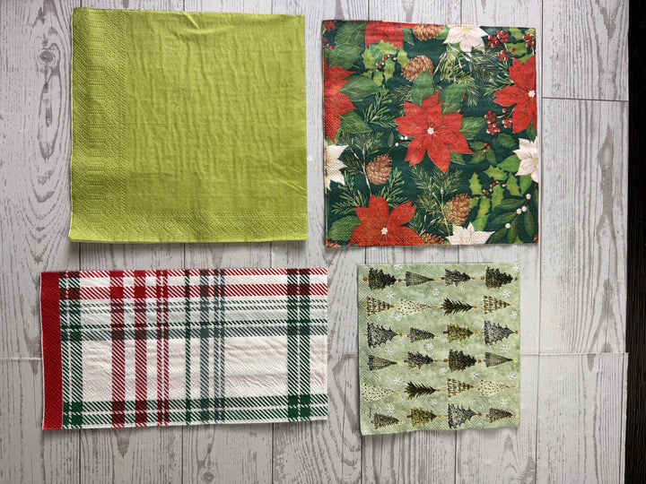 Poinsettia and plaid napkin bundle