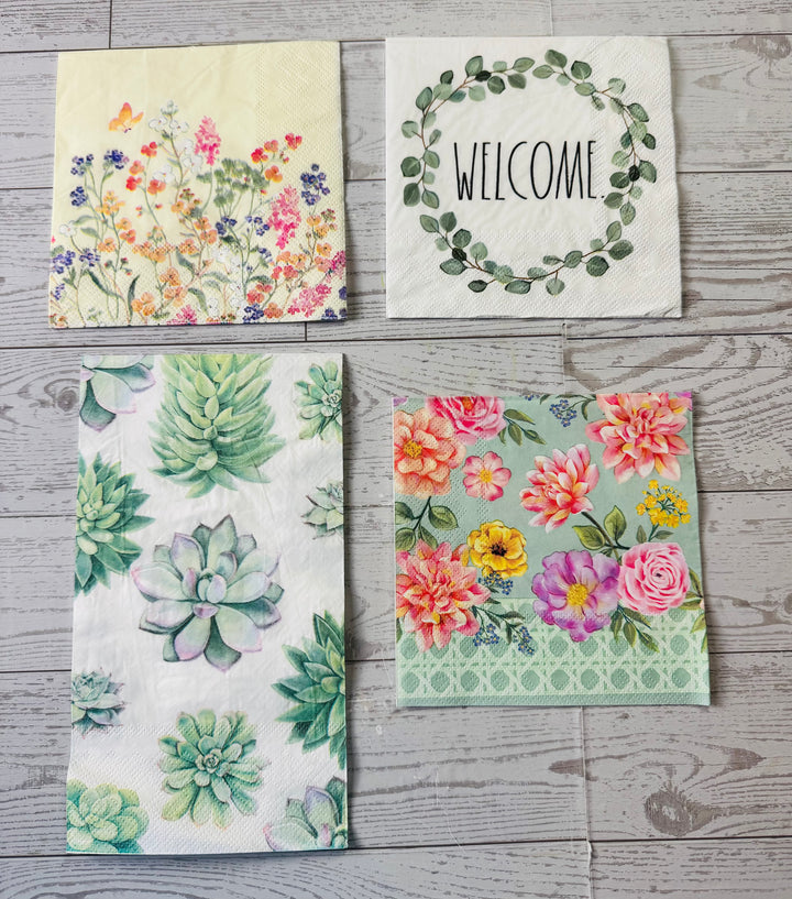 Succulent and floral napkin bundle