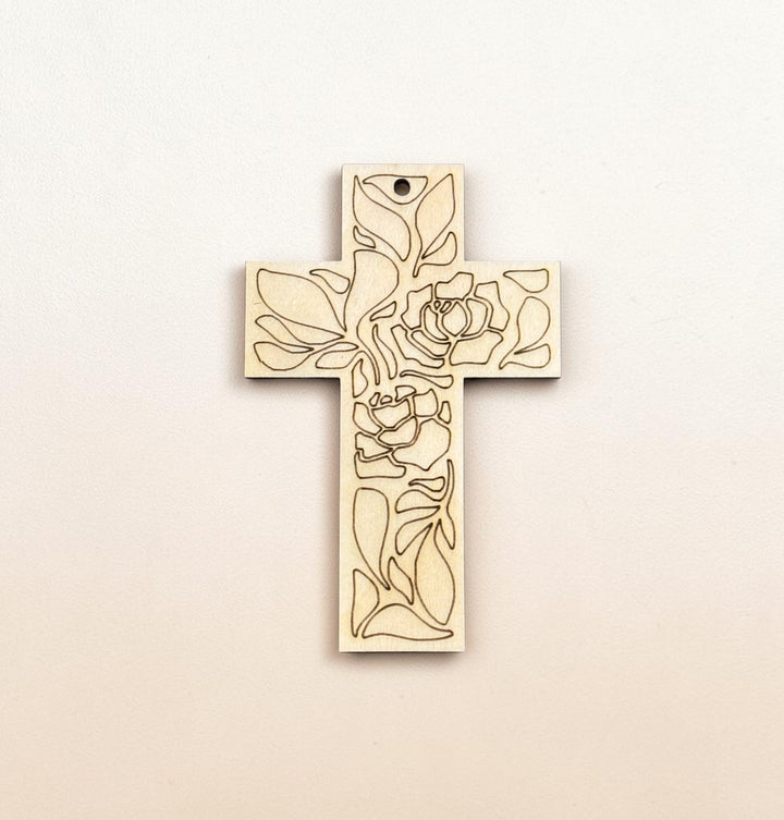 Floral cross keychain